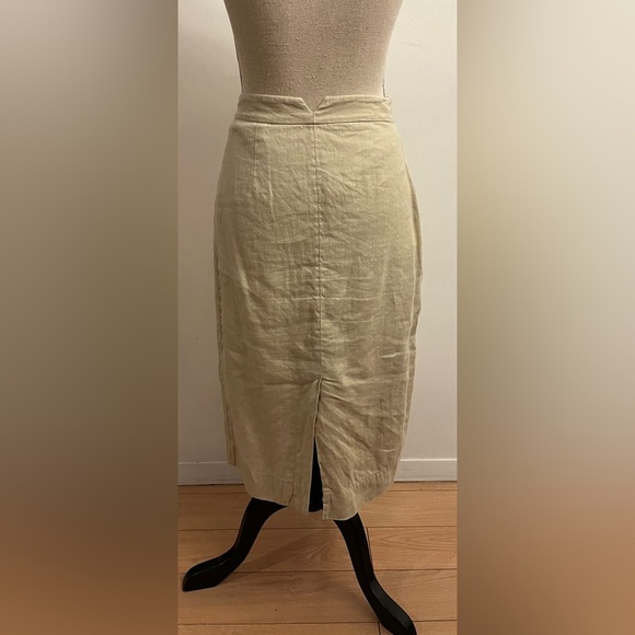 Vintage 90's beige midi pencil skirt buttons - Picture 2 of 6